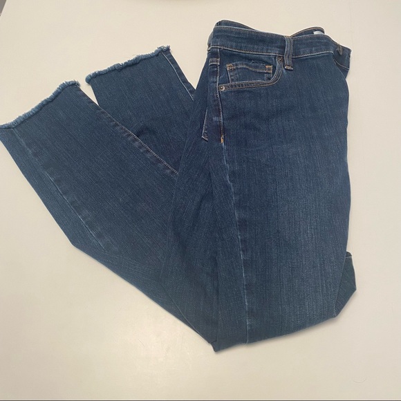 Contemporaine Dark Blue Jeans with Frayed Hem - Picture 2 of 4